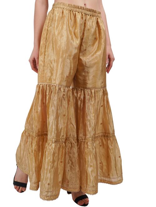 gold silk blend sharara - 18315695 - Very Small Image - 1