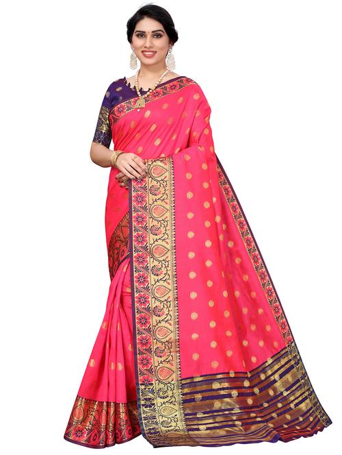 green cotton kanjivaram saree with blouse - 18315797 - Very Small Image - 1