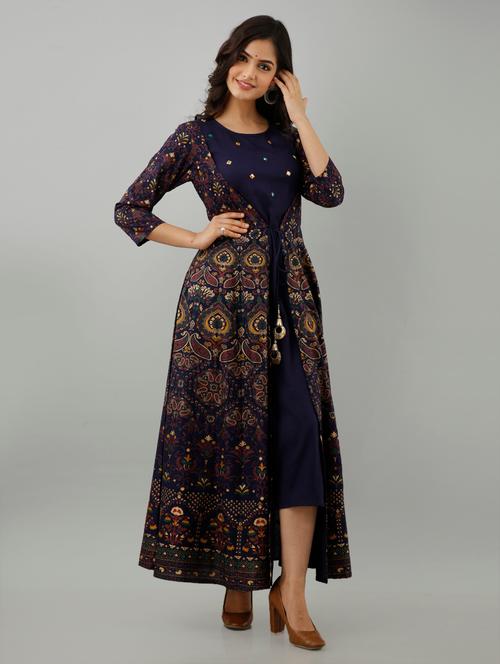 blue printed anarkali kurta - 18316232 - Very Small Image - 1