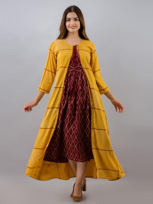 multi colored printed flared kurta - 18316234 - Very Small Image - 1