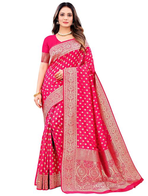 pink silk blend bhagalpuri saree with blouse - 18316334 - Very Small Image - 1