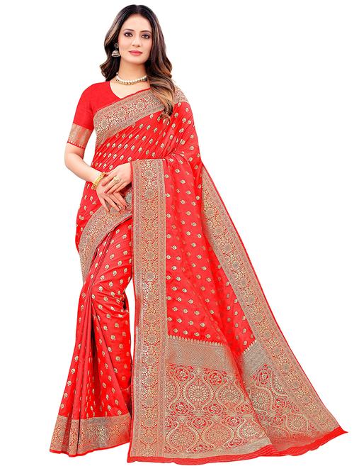 red silk blend bhagalpuri saree with blouse - 18316337 - Very Small Image - 1