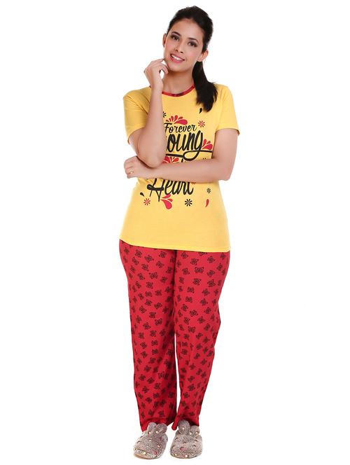 round neck printed nightwear pajama set  - 18316451 - Very Small Image - 1