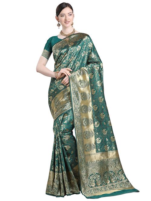 jacquard work woven saree  with blouse - 18316520 - Very Small Image - 1