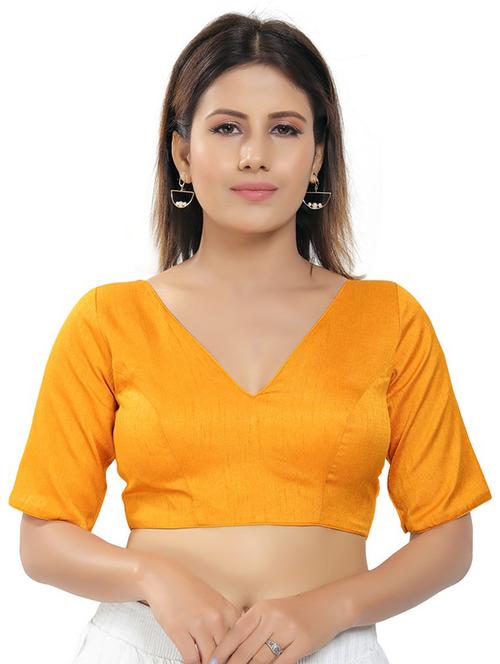 yellow silk solid blouse - 18316937 - Very Small Image - 1