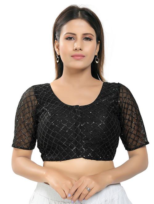black net embroidered blouse - 18316997 - Very Small Image - 1