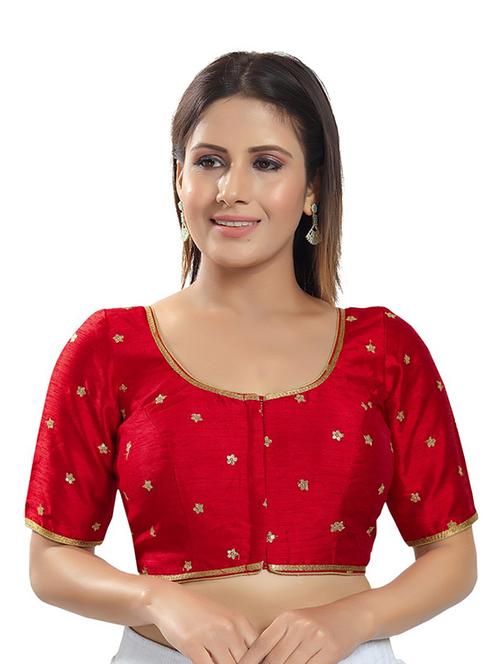 red silk embroidered blouse - 18317010 - Very Small Image - 1