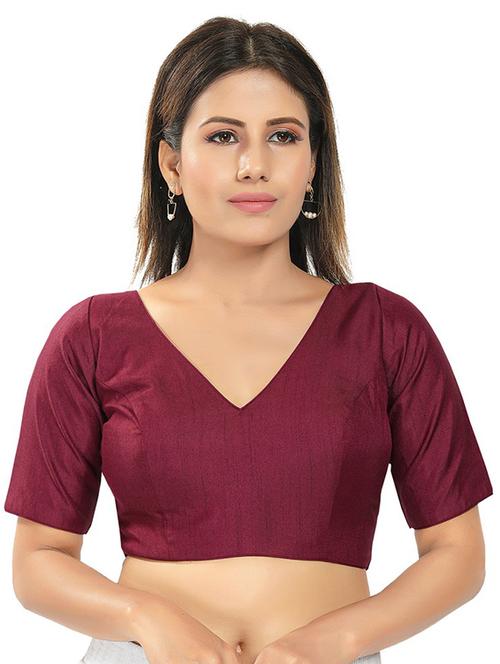 red silk solid blouse - 18317025 - Very Small Image - 1