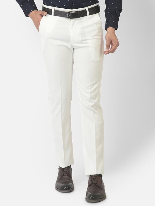 white solid trousers formal trouser - 18317039 - Very Small Image - 1