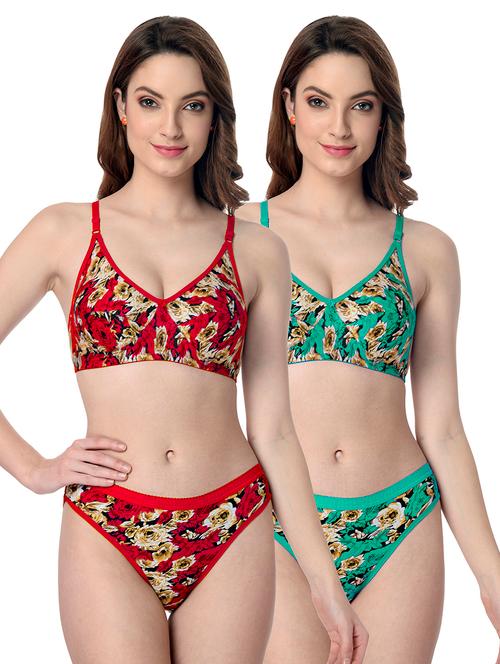 set of 2 floral bras and panty set - 18317475 - Very Small Image - 1
