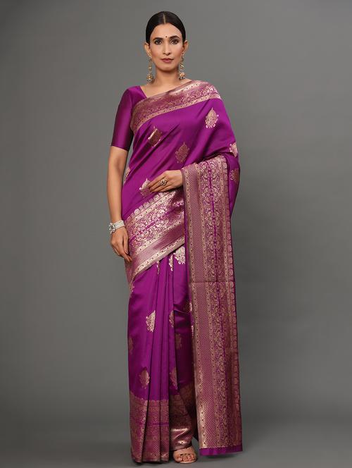 pink banarasi saree with blouse - 18317593 - Very Small Image - 1