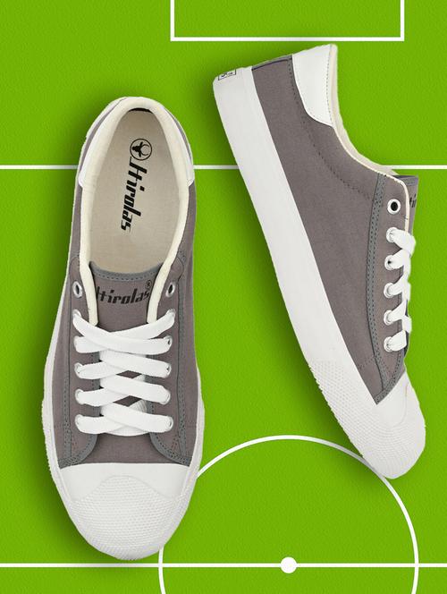 grey solid lace up sneaker - 18317824 - Very Small Image - 1