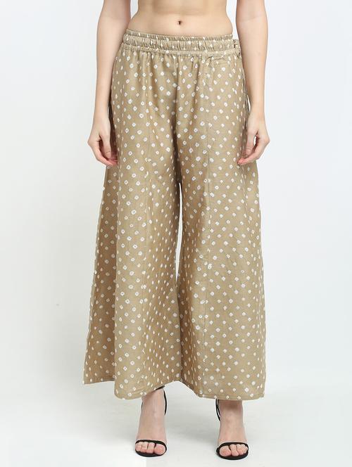 beige cotton flared palazzo - 18318025 - Very Small Image - 1