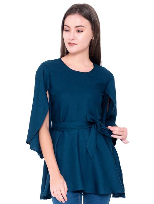 round neck solid regular top - 18318096 - Very Small Image - 1