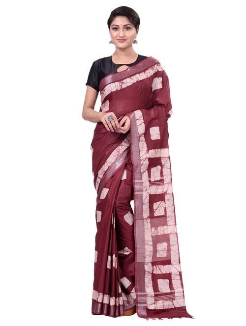 purple linen printed saree - 18318783 - Very Small Image - 1