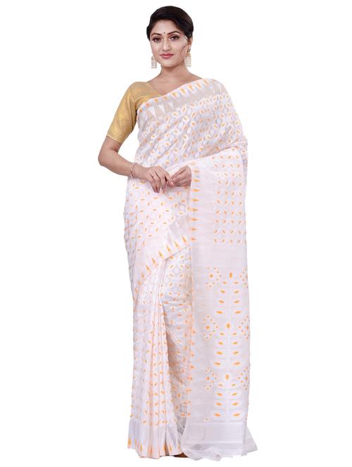 white cotton saree - 18318792 - Very Small Image - 1