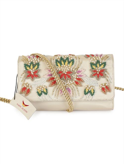 beige embroidered regular clutch - 18319600 - Very Small Image - 1
