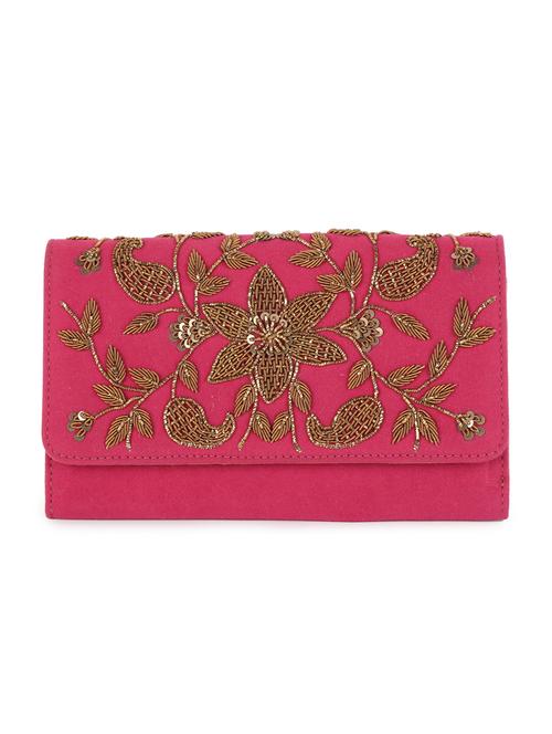 pink embroidered regular clutch - 18319602 - Very Small Image - 1