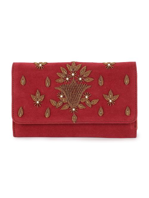maroon embroidered regular clutch - 18319607 - Very Small Image - 1