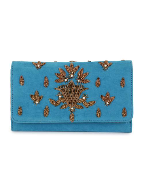 blue embroidered regular clutch - 18319608 - Very Small Image - 1