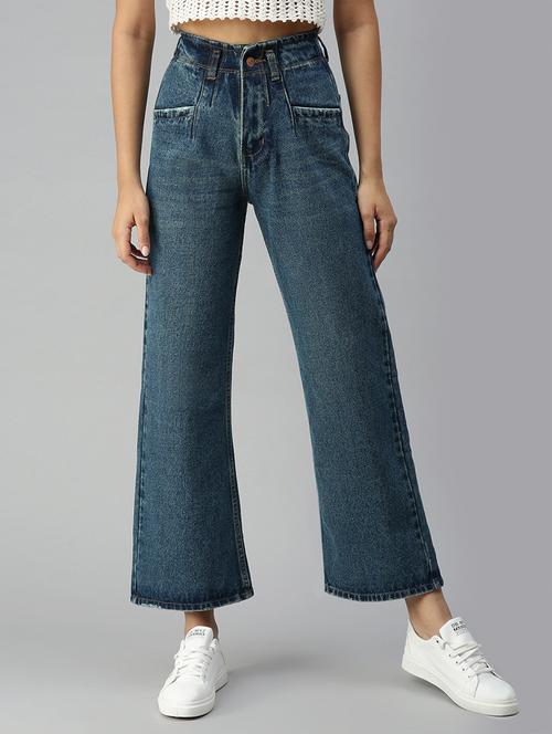 women's plain wide leg jeans - 18319646 - Very Small Image - 1