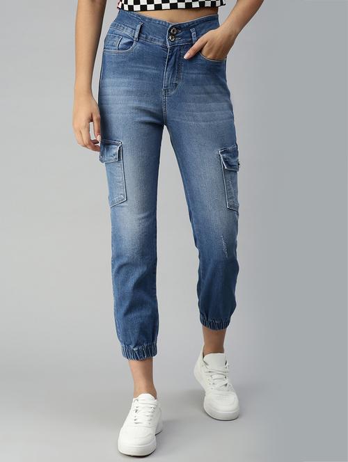 high rise stone washed jeans - 18319674 - Very Small Image - 1