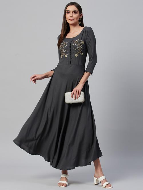 embellished flared ethnic dress - 18319701 - Very Small Image - 1