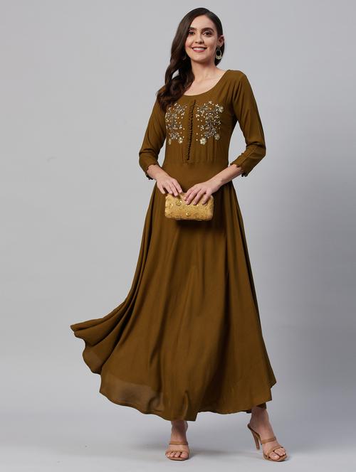 embellished flared ethnic dress - 18319703 - Very Small Image - 1