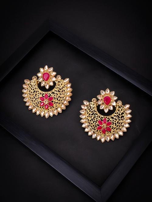 pink metal chandballi earring - 18320052 - Very Small Image - 1