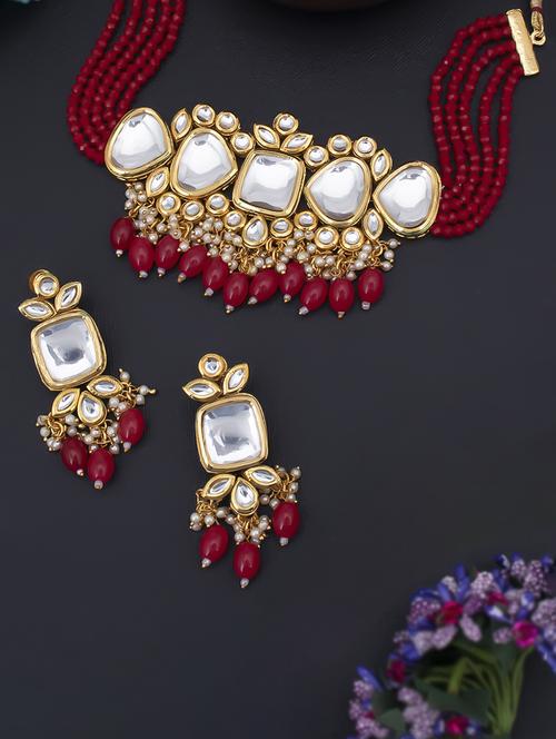 red metal necklaces and earring - 18320245 - Very Small Image - 1
