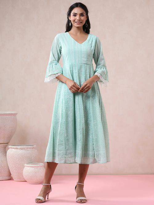 green georgette angrakha ethnic dress - 18321333 - Very Small Image - 1