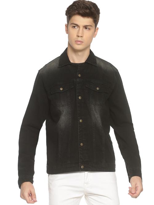black solid denim jacket - 18321816 - Very Small Image - 1