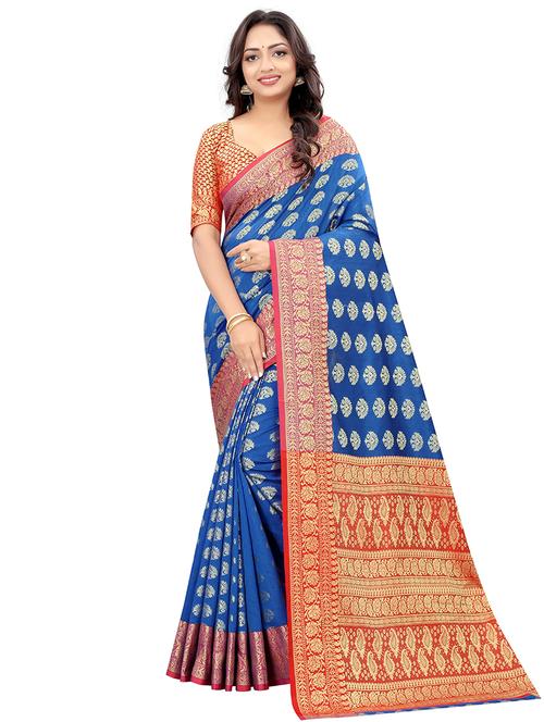 women's banarasi saree with blouse - 18322081 - Very Small Image - 1