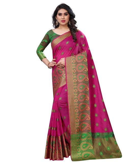 women's self design pink colored saree with blouse - 18322178 - Very Small Image - 1