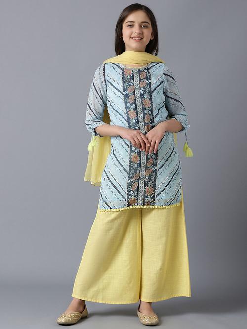 blue printed palazzo suit set - 18322710 - Very Small Image - 1