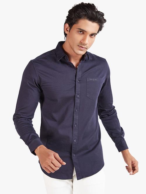 navy blue solid casual shirt - 18322971 - Very Small Image - 1