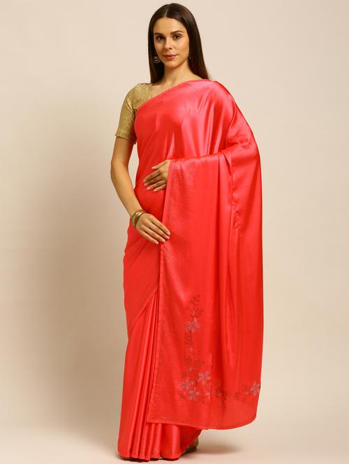 pink satin embroidered saree with blouse - 18323185 - Very Small Image - 1