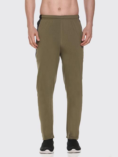 olive green solid track pant - 18323414 - Very Small Image - 1