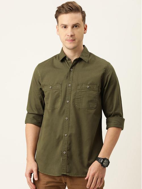 mens solid casual shirt - 18324217 - Very Small Image - 1