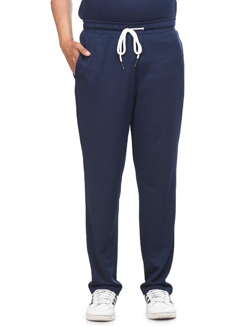 navy blue solid full length track pant - 18325161 - Very Small Image - 1
