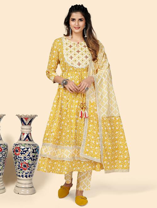 yellow cotton suit  set - 18325397 - Very Small Image - 1