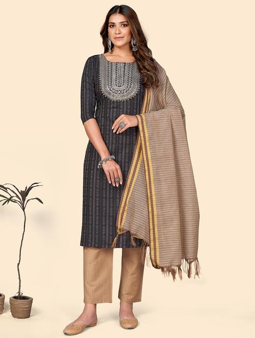 black cotton suit  set - 18325442 - Very Small Image - 1