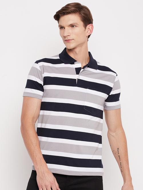 navy blue striped polo t-shirt - 18326146 - Very Small Image - 1