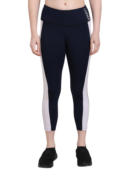 dark blue high rise color block active wear tights - 18326626 - Very Small Image - 1