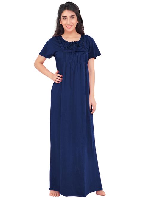 round neck solid nighty  - 18327237 - Very Small Image - 1