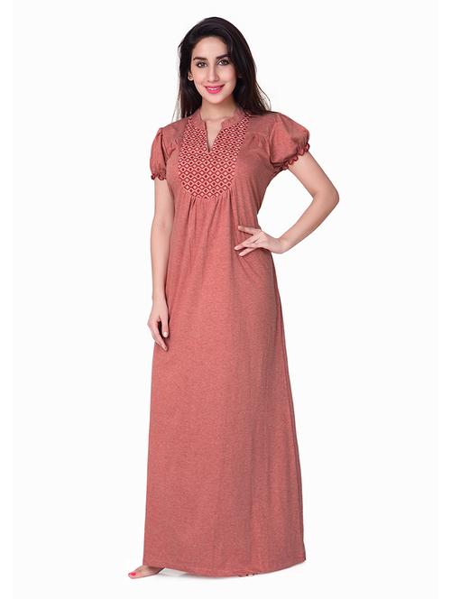 mandarin neck embroidered detail nighty  - 18327283 - Very Small Image - 1