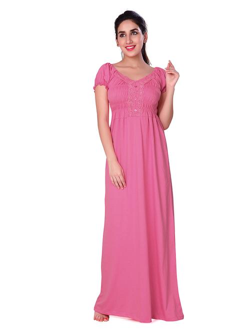 v-neck solid nighty  - 18327328 - Very Small Image - 1