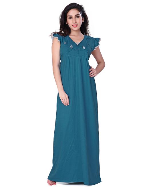 v-neck embroidered detail nighty  - 18327451 - Very Small Image - 1