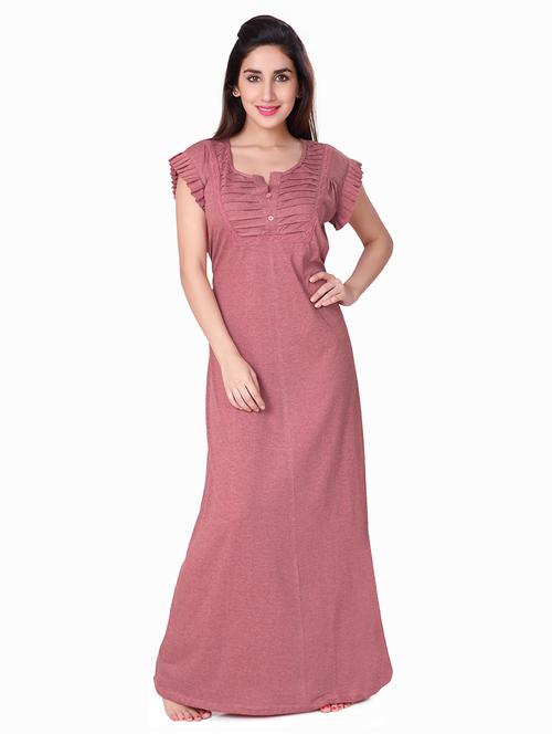 round neck solid nighty  - 18327478 - Very Small Image - 1