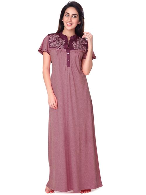 mandarin neck embroidered detail nighty  - 18327536 - Very Small Image - 1